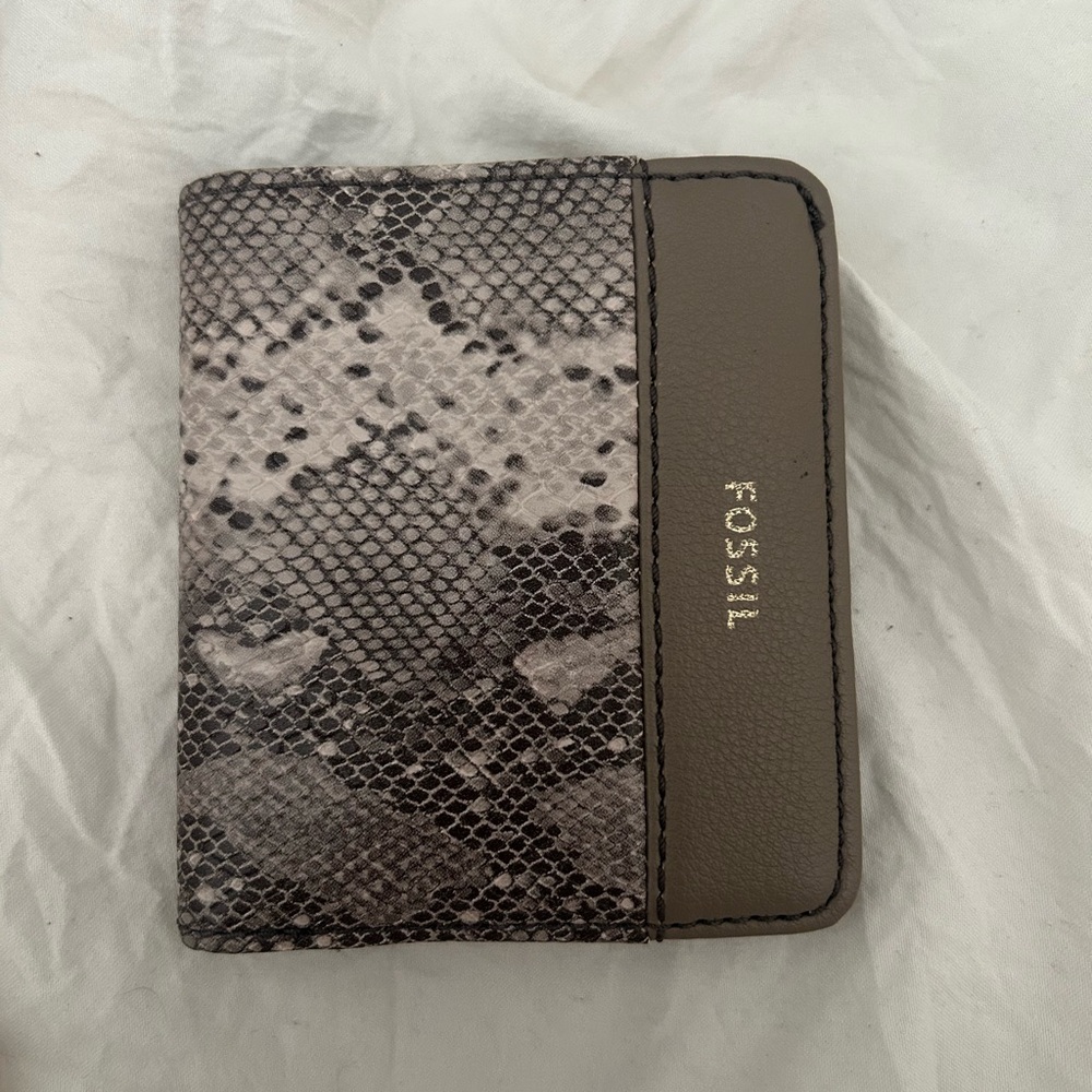 Fossil Snake Patterned Wallet in Gray and Brown